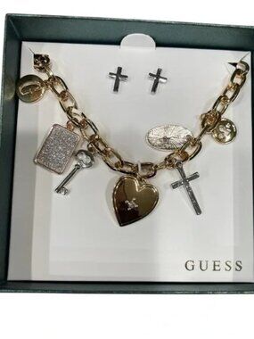GUESS Silver Charm Bracelet Set